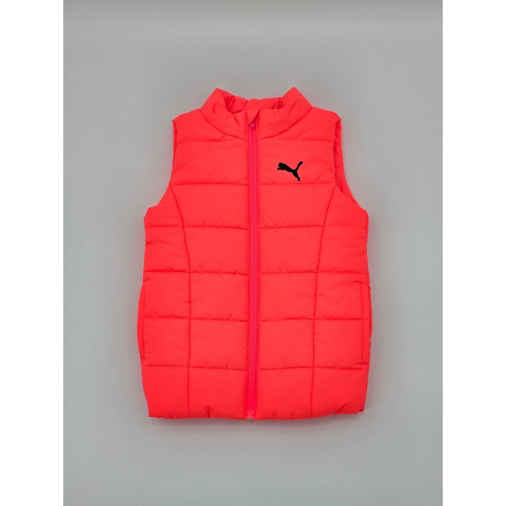 Puma Orange Y2K Active Sporty Girls Toddler Puffer Cozy Jacket Vest XS 5/6